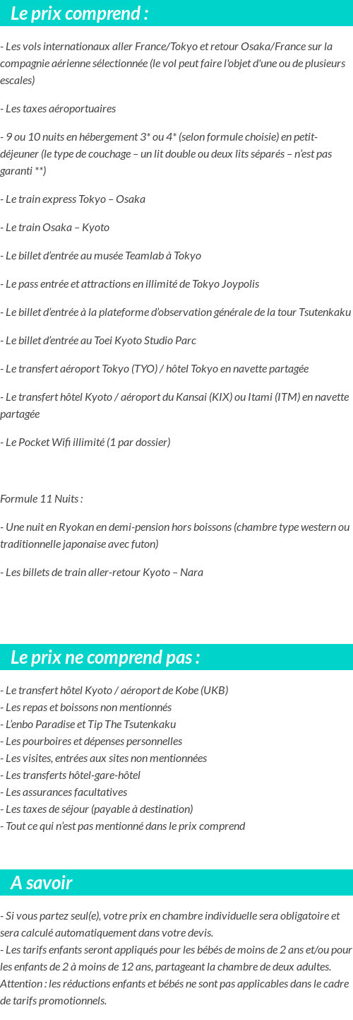 Conditions tarifaires