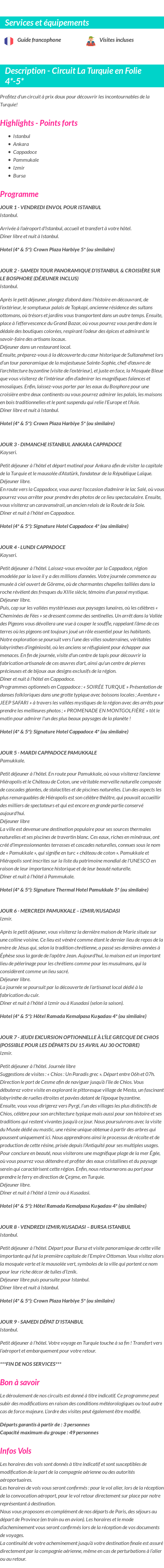 Détails du séjour