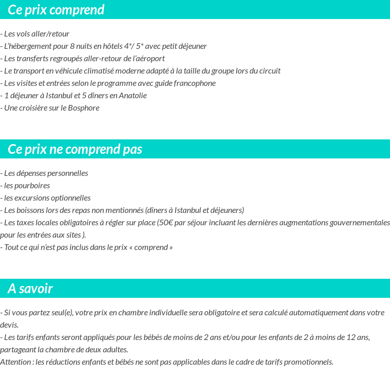 Conditions tarifaires