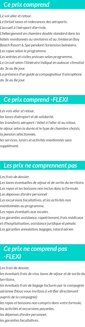 Conditions tarifaires