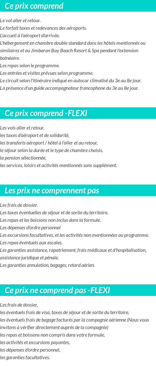 Conditions tarifaires