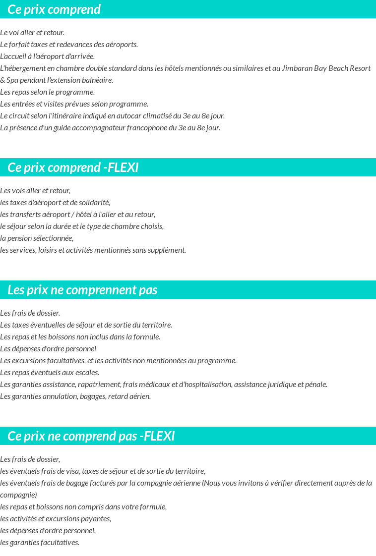 Conditions tarifaires
