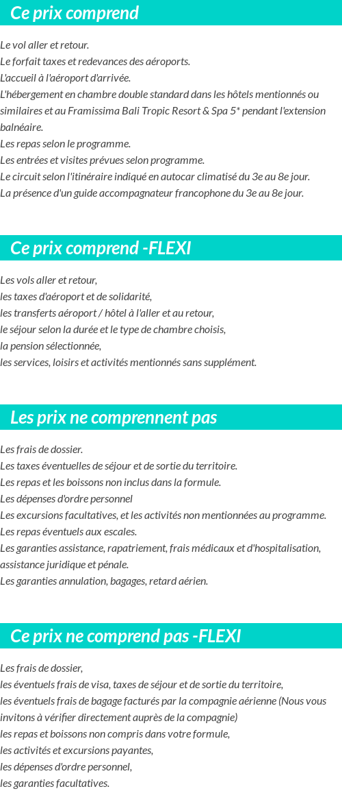 Conditions tarifaires