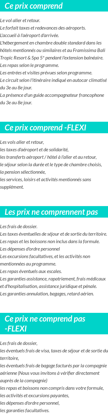 Conditions tarifaires