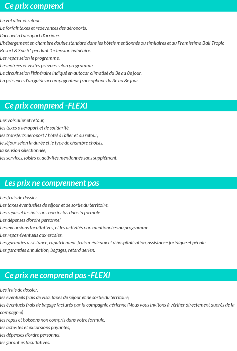 Conditions tarifaires