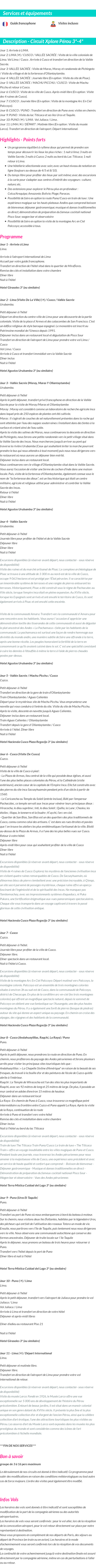 Détails du séjour