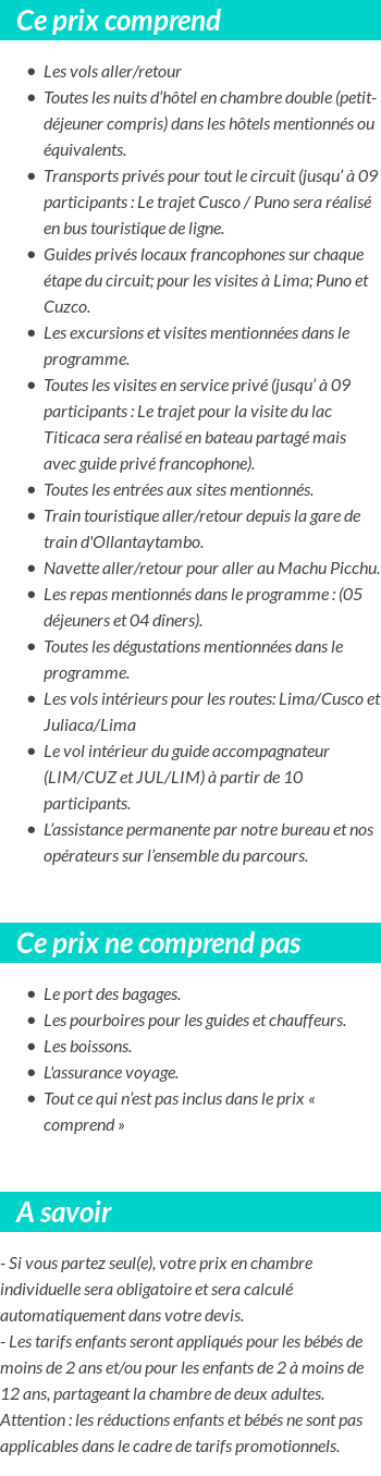 Conditions tarifaires