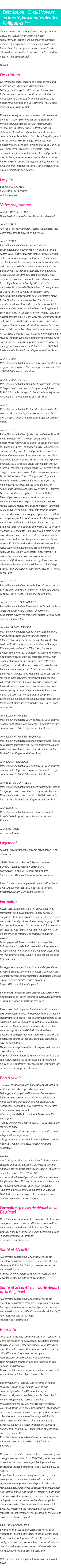 Détails du séjour