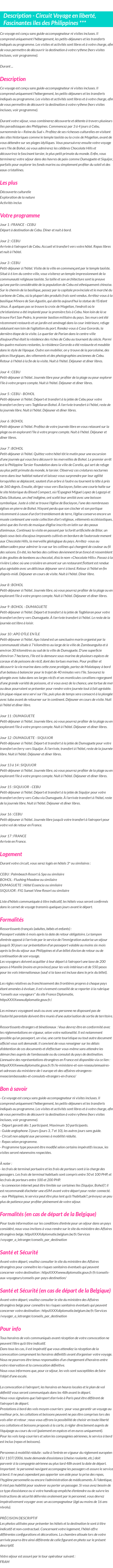 Détails du séjour
