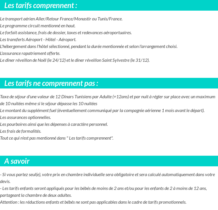 Conditions tarifaires