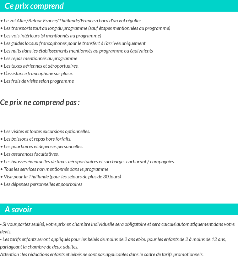 Conditions tarifaires
