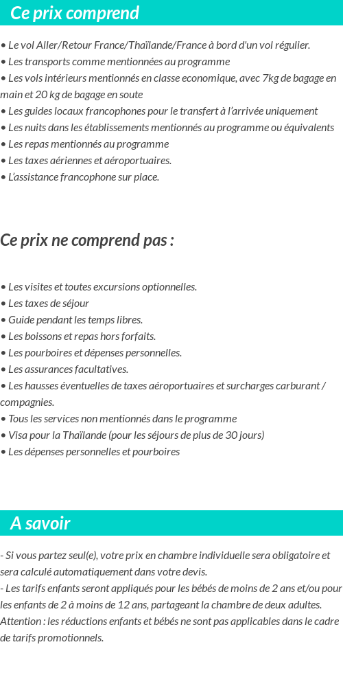 Conditions tarifaires