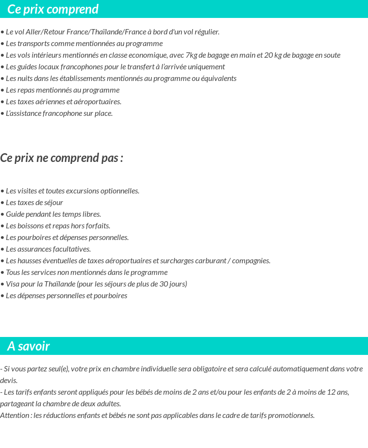 Conditions tarifaires