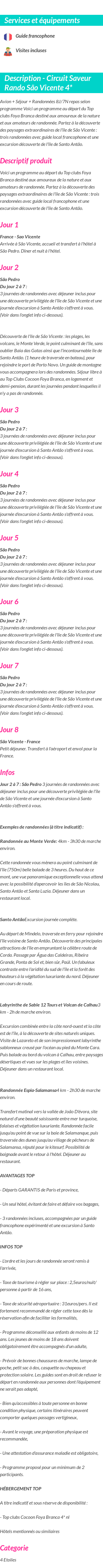 Détails du séjour