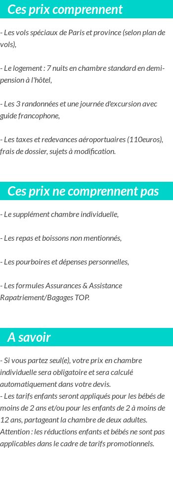 Conditions tarifaires