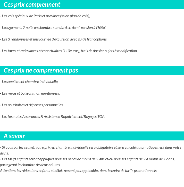 Conditions tarifaires