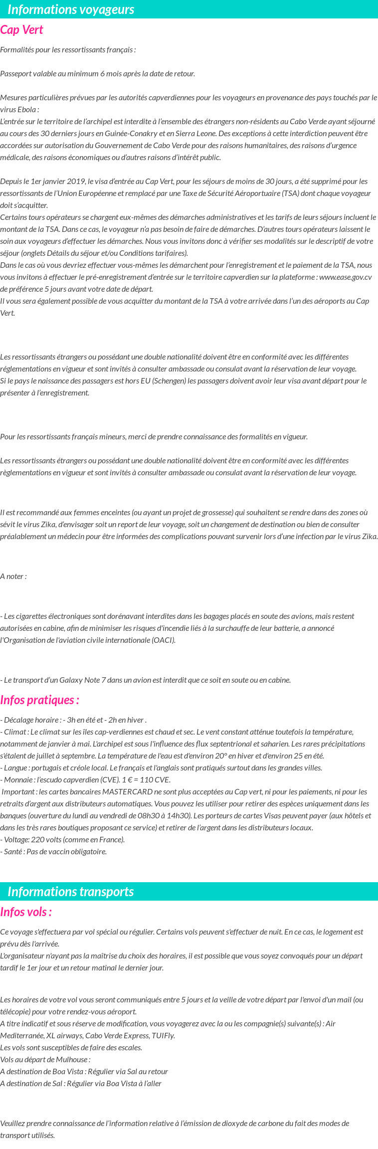Formalités et infos voyageurs
