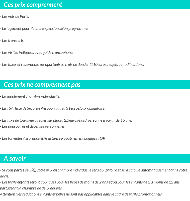 Conditions tarifaires
