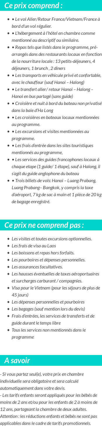 Conditions tarifaires