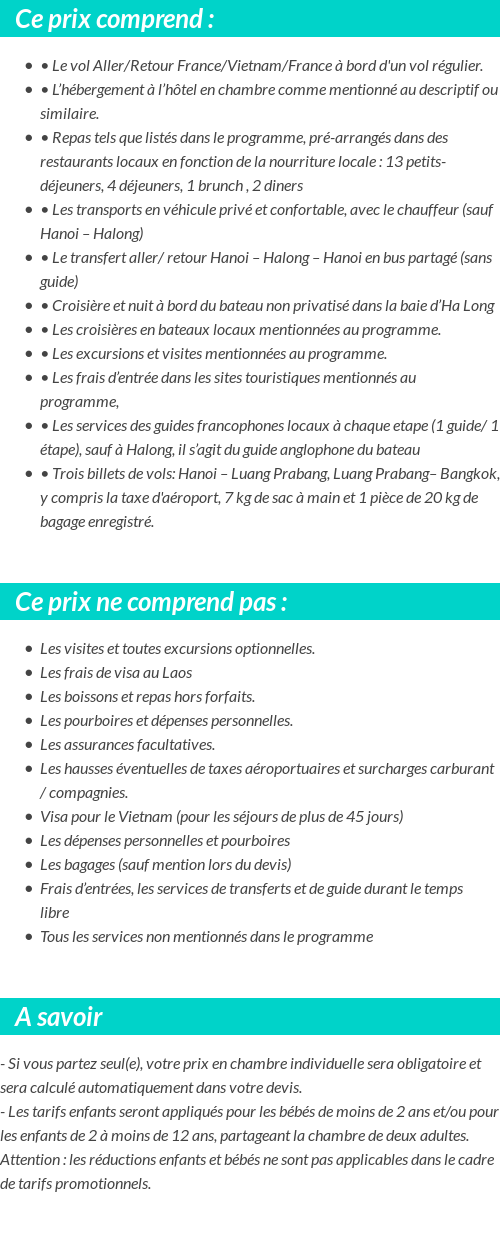 Conditions tarifaires