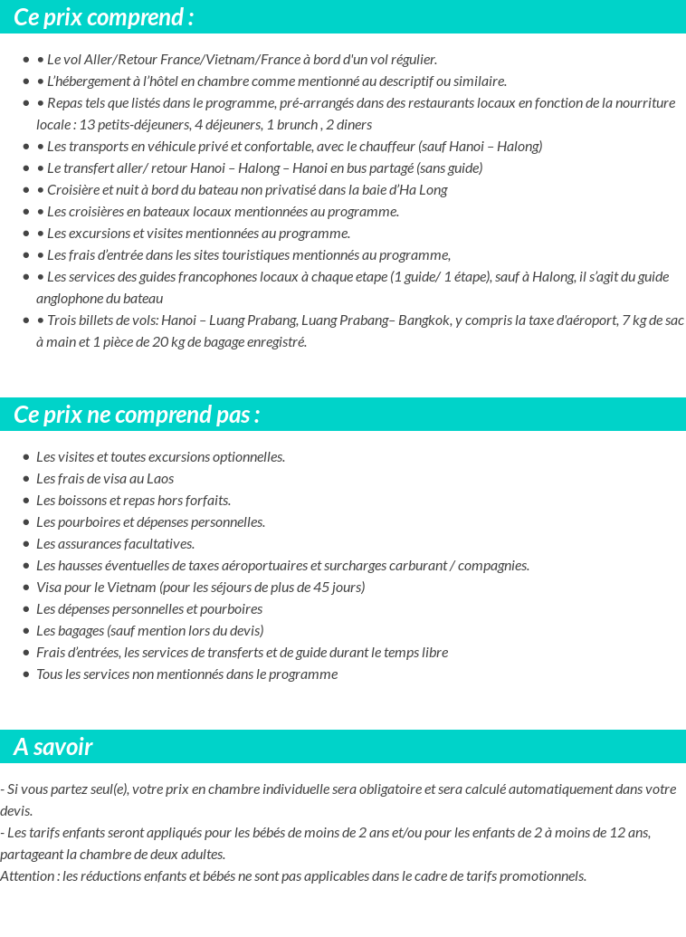 Conditions tarifaires