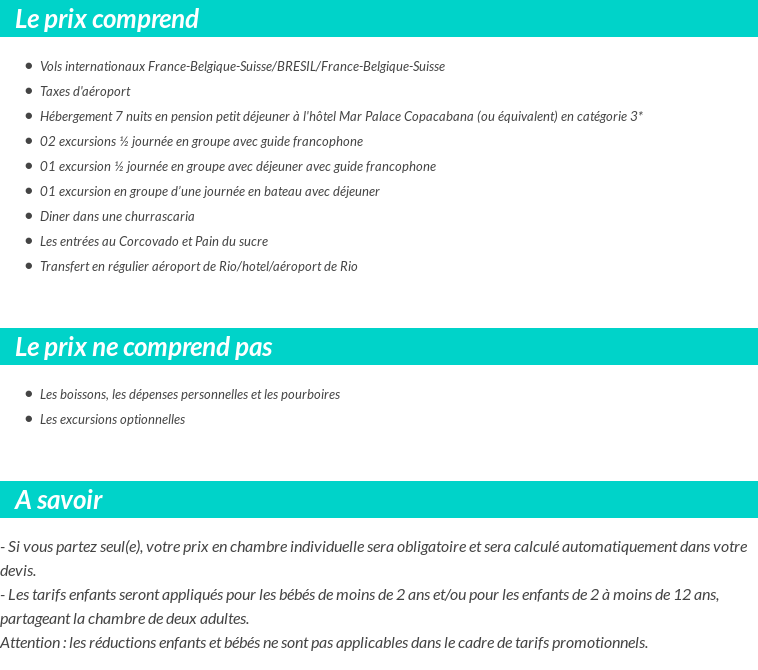 Conditions tarifaires