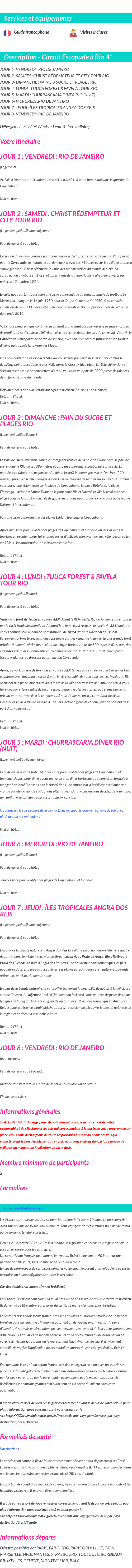 Détails du séjour