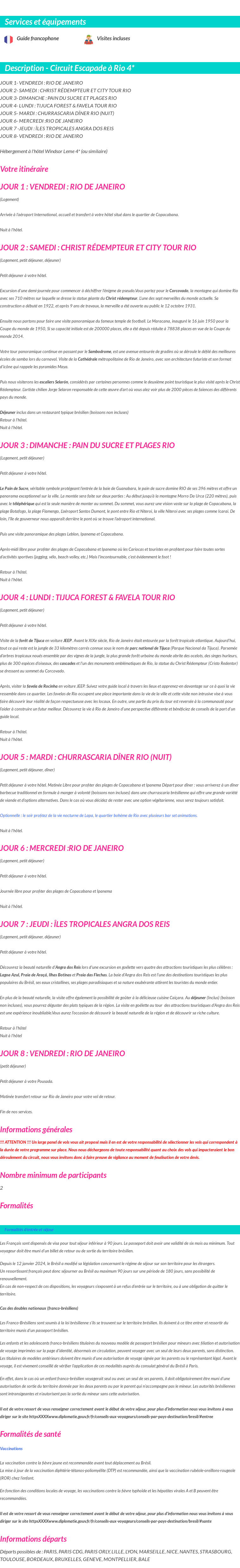 Détails du séjour