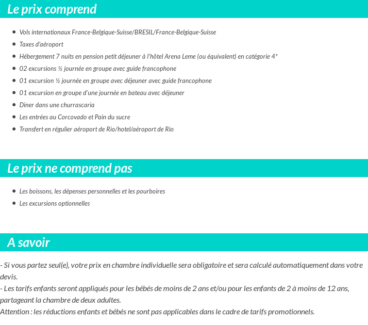 Conditions tarifaires