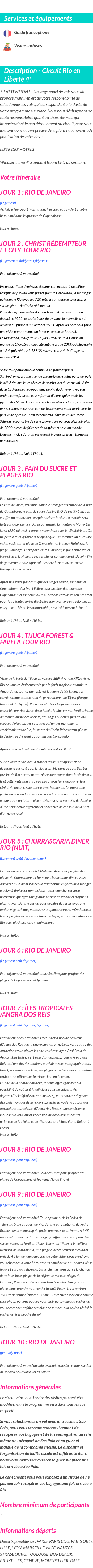 Détails du séjour