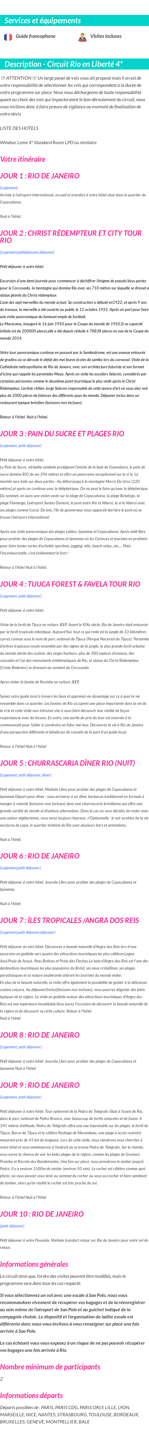 Détails du séjour