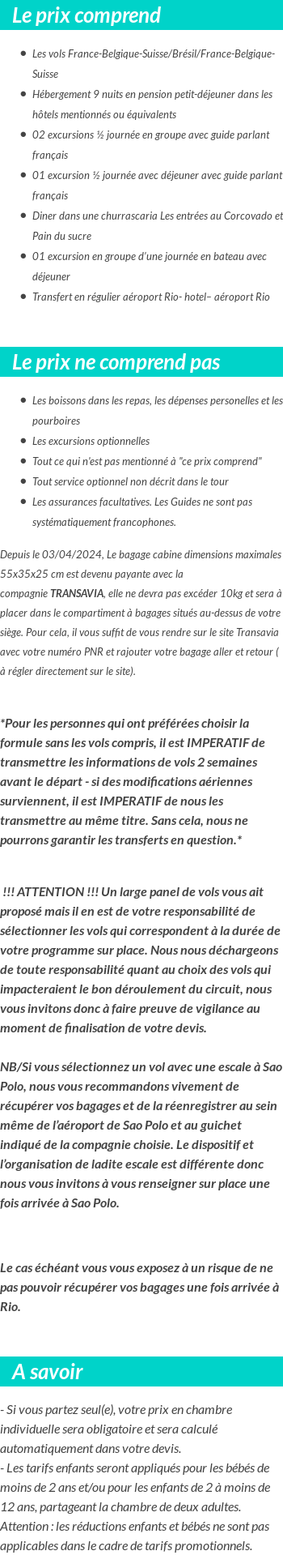 Conditions tarifaires