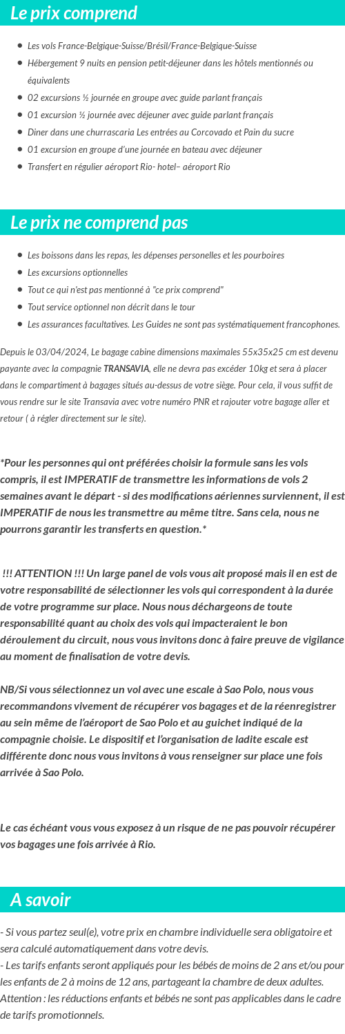 Conditions tarifaires