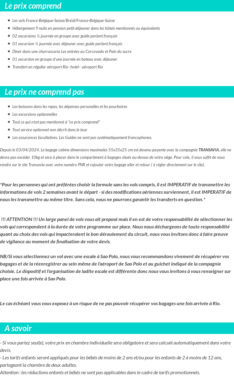 Conditions tarifaires