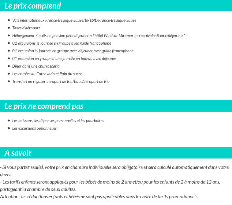 Conditions tarifaires