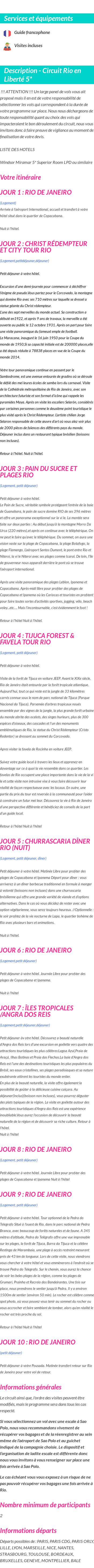 Détails du séjour