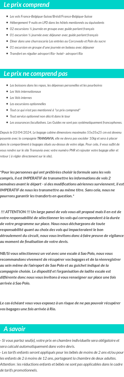 Conditions tarifaires