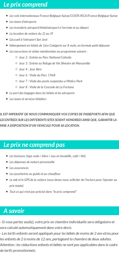 Conditions tarifaires