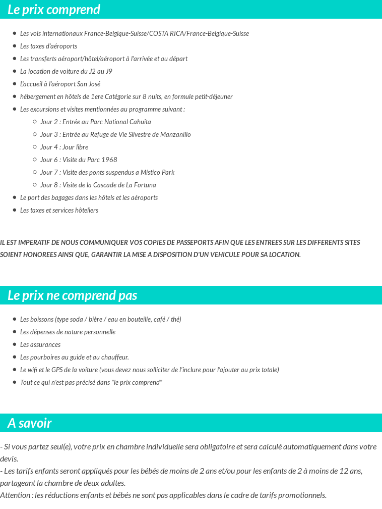 Conditions tarifaires