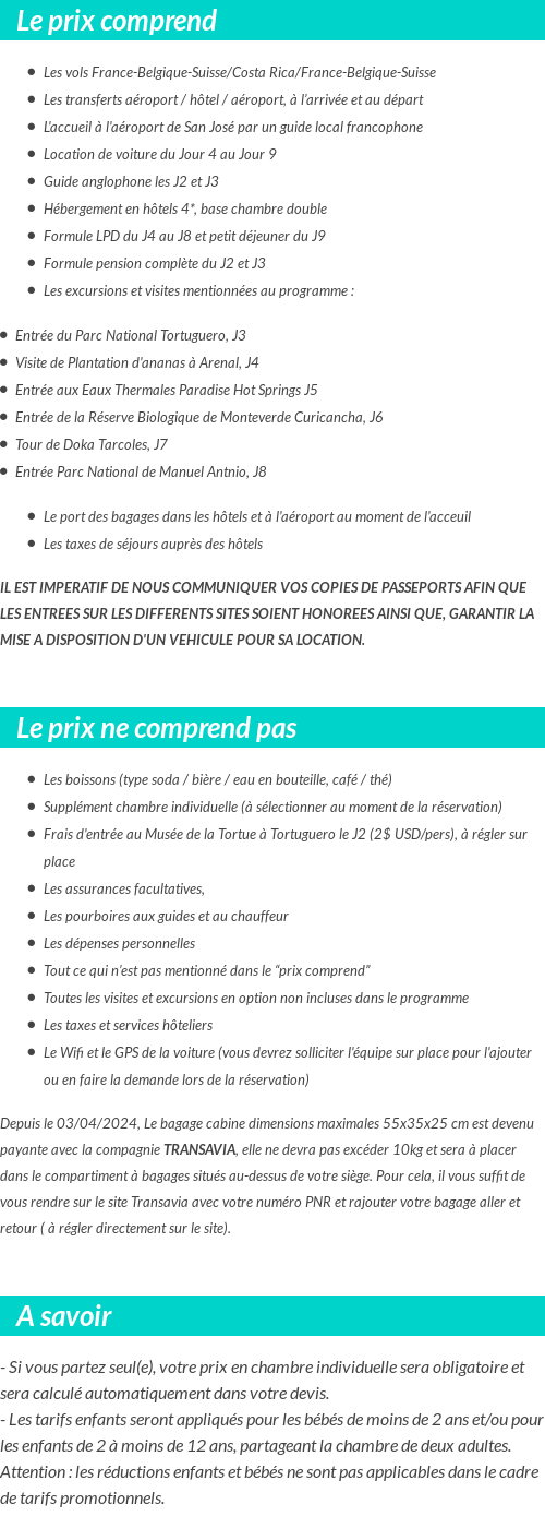 Conditions tarifaires