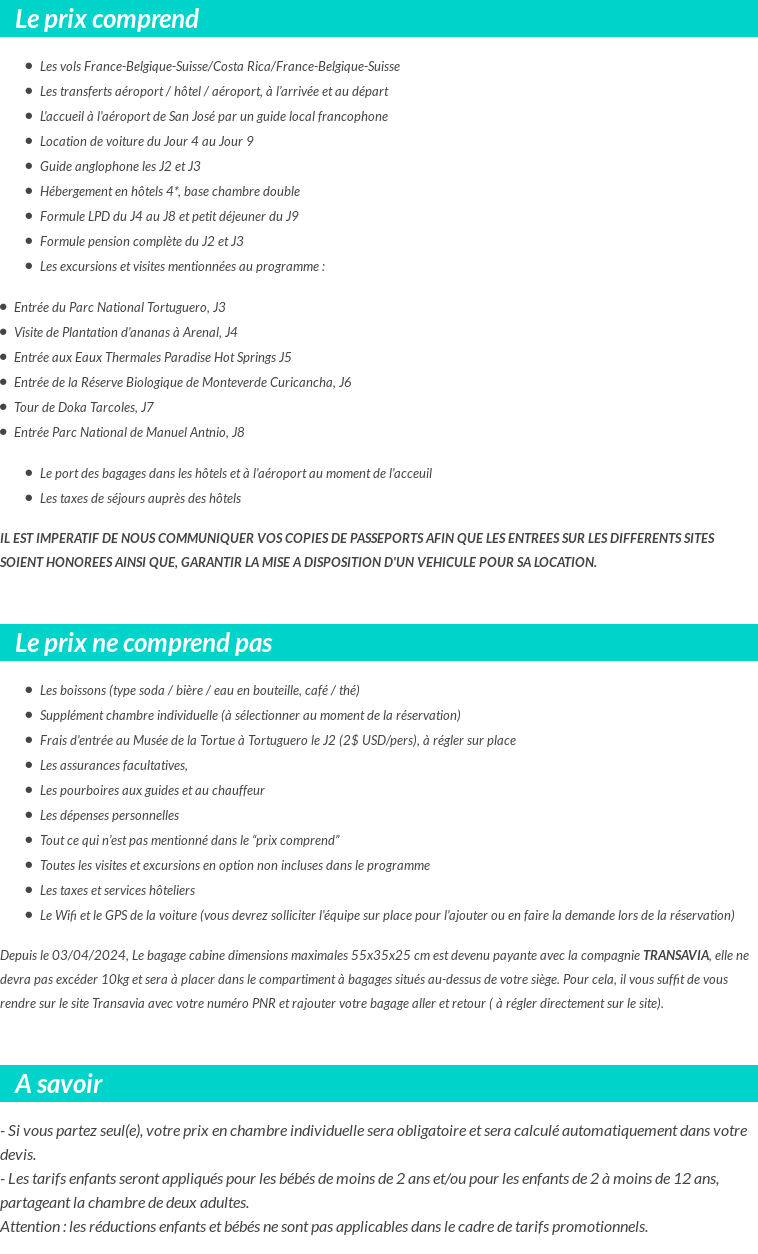 Conditions tarifaires