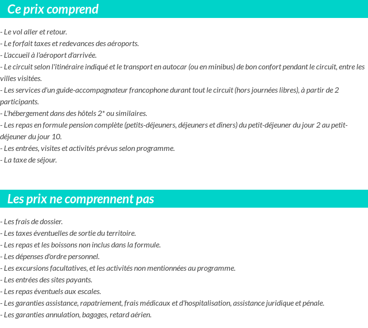Conditions tarifaires