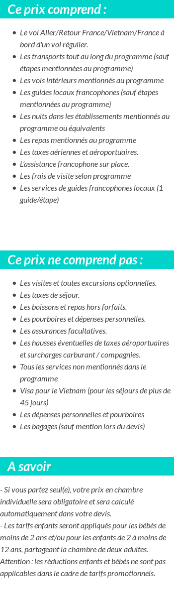 Conditions tarifaires