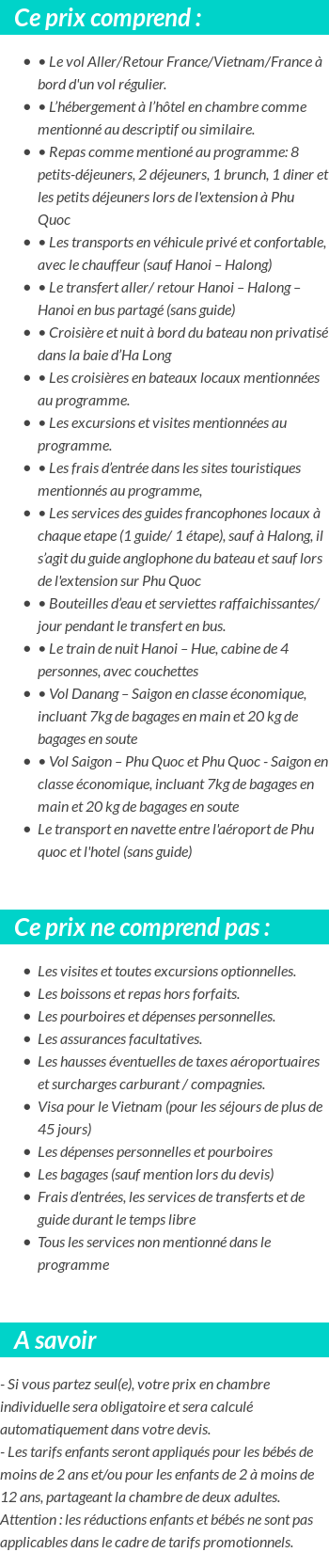 Conditions tarifaires