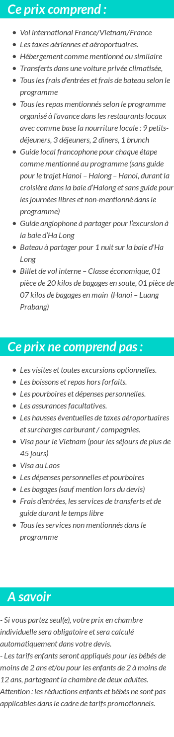 Conditions tarifaires