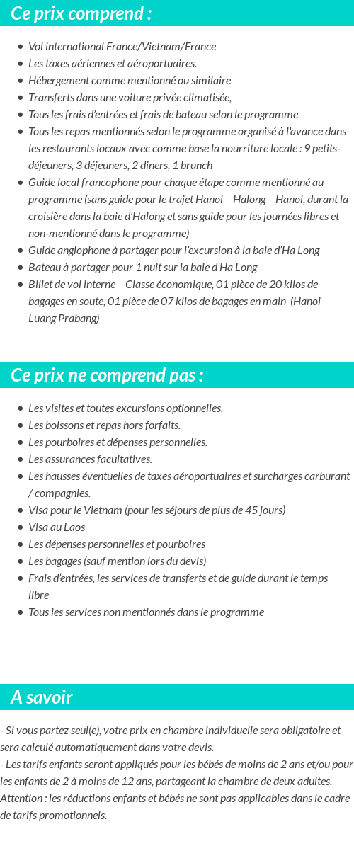 Conditions tarifaires