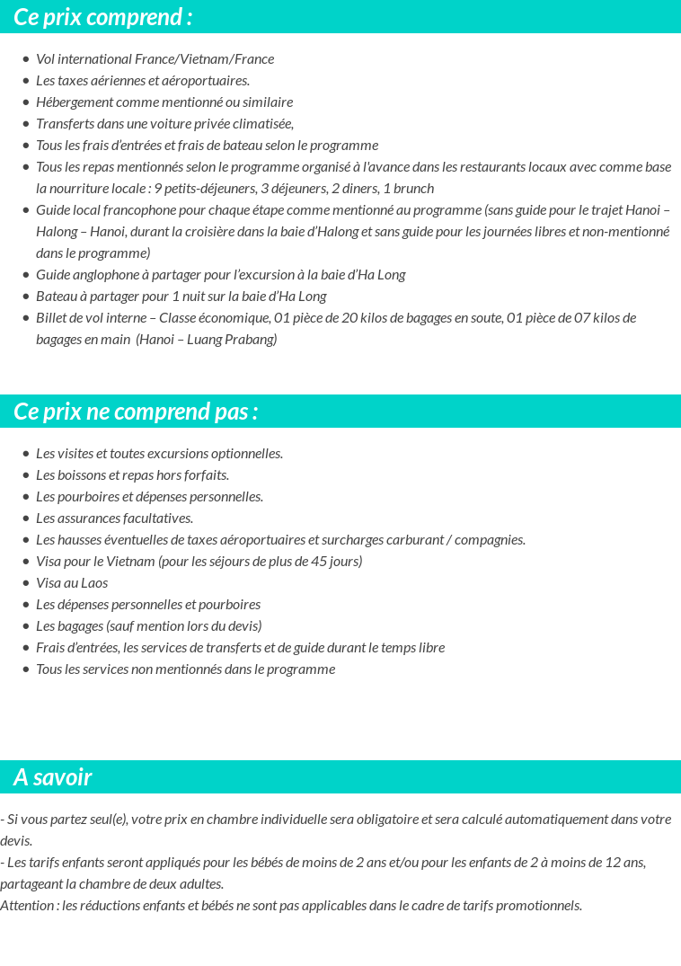 Conditions tarifaires