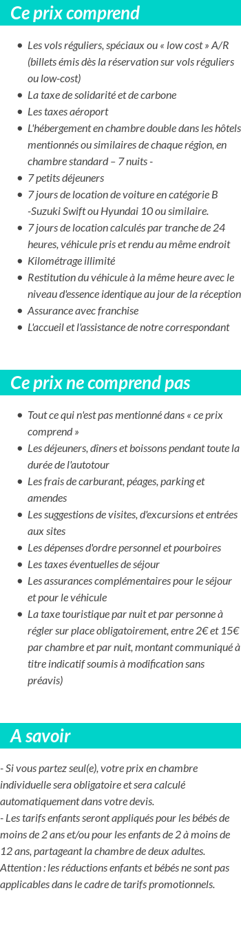 Conditions tarifaires