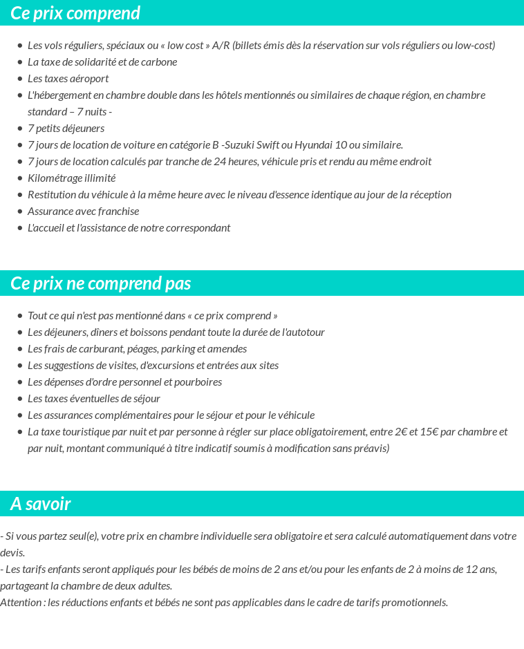 Conditions tarifaires