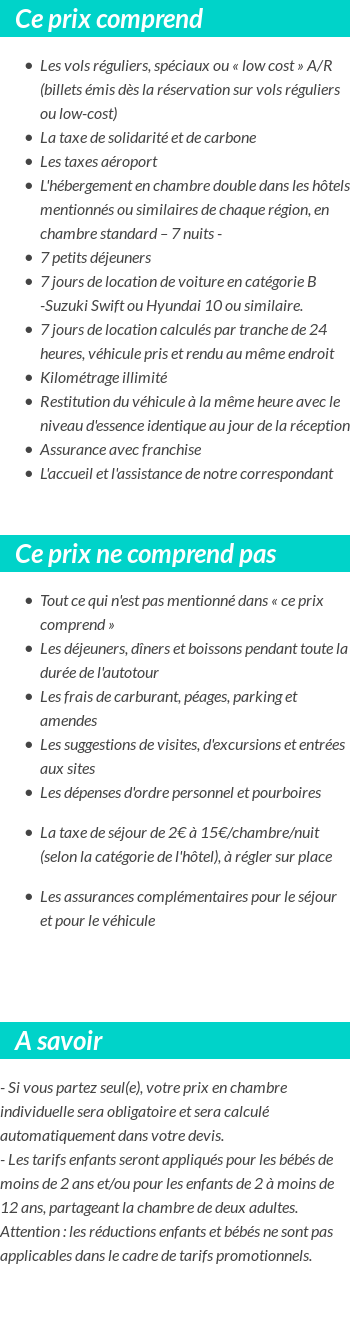 Conditions tarifaires